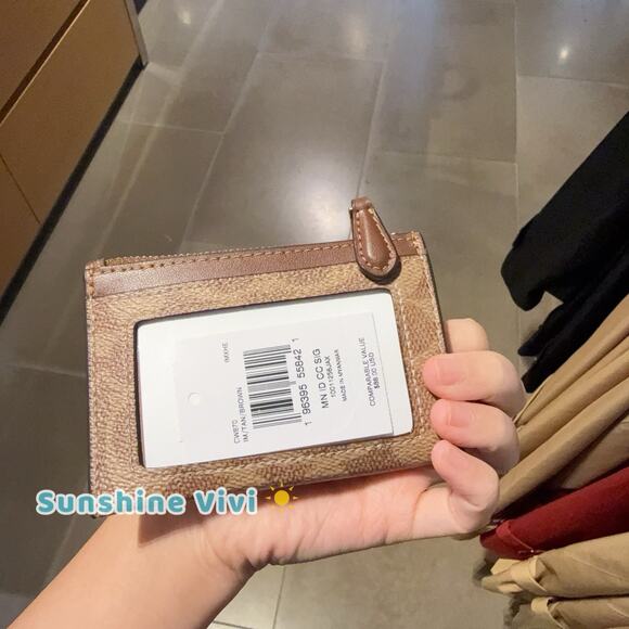 NWT Coach Mini Skinny ID Case CW870 Signature Canvas Gold/Tan/Brown - Picture 3 of 6